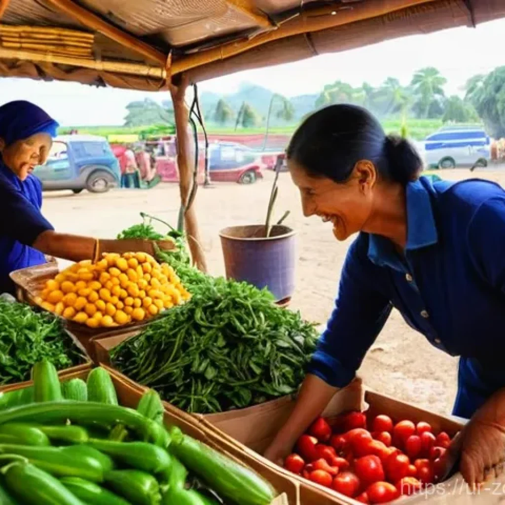 로컬푸드 활용한 필수 요리 팁 - **Vibrant Local Farmers' Market:** A bustling, sun-drenched scene at an open-air farmers' market in ...