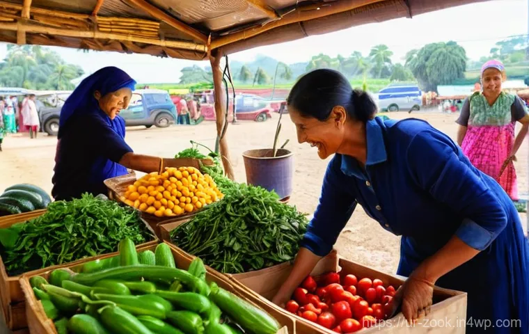 로컬푸드 활용한 필수 요리 팁 - **Vibrant Local Farmers' Market:** A bustling, sun-drenched scene at an open-air farmers' market in ...