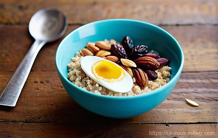 로컬푸드로 만든 퀴노아 요리 레시피 - **Prompt for Quinoa Porridge:**
"A visually appealing and warm close-up shot of a healthy quinoa...