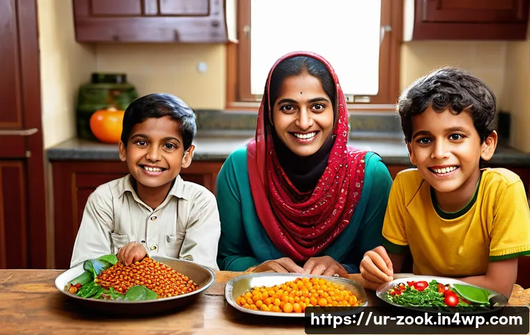 로컬푸드 재료로 만드는 기초 요리법 - **Image Prompt 1: The Abundance of Local Harvest**
A cheerful South Asian mother, dressed in a m...