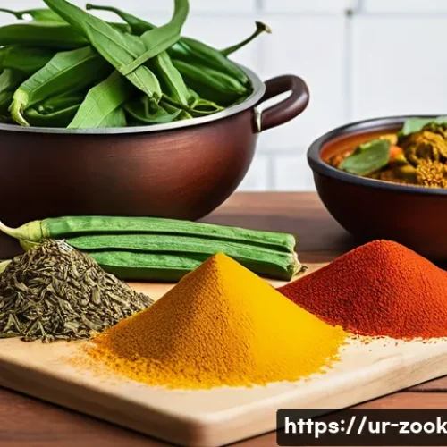 Home 32 로컬푸드 재료로 만드는 간단한 저녁 메뉴 - A vibrant kitchen scene showcasing a traditional Pakistani cooking setup with fresh local seasonal v...