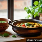 Home 19 로컬푸드로 만드는 간편한 저녁 요리 - A vibrant, traditional Pakistani kitchen scene showcasing a pot of freshly cooked seasonal vegetable...