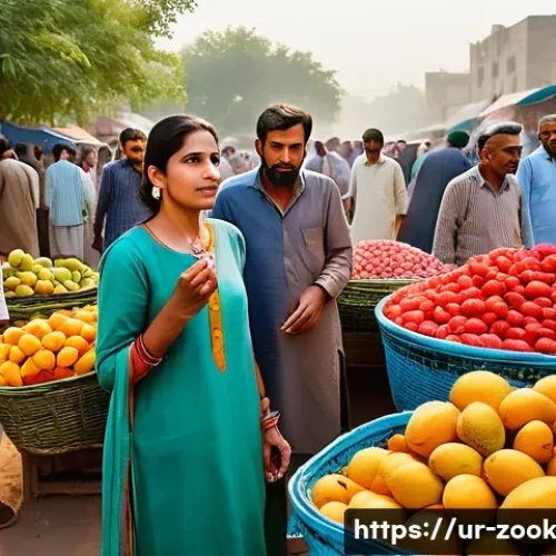 Home 30 제철 로컬푸드 활용한 건강한 요리법 - A vibrant local Pakistani farmer’s market scene during early morning, featuring a variety of fresh, ...