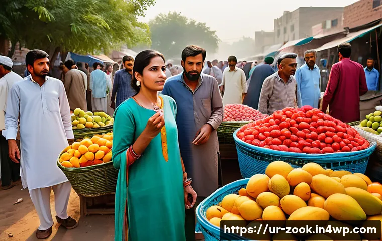 제철 로컬푸드 활용한 건강한 요리법 - A vibrant local Pakistani farmer’s market scene during early morning, featuring a variety of fresh, ...